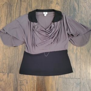 Worthington Blouse Drape Neck Stretch Top Size M